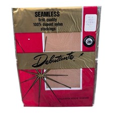 Debutante Stockings Seamless 100 DuPont Nylon Cinnaglo Size 11 Nude Heel 34