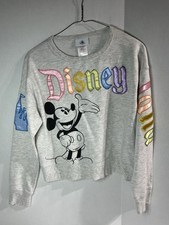 Disney Parks Kids Grey Embroidery Disneyland Mickey Mouse Sweatshirt Sz XL E B