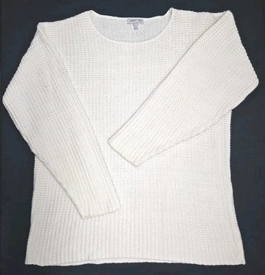 Real Vintage Cherokee Knit Sweater Cream Cotton Made in USA Slouchy Women Small