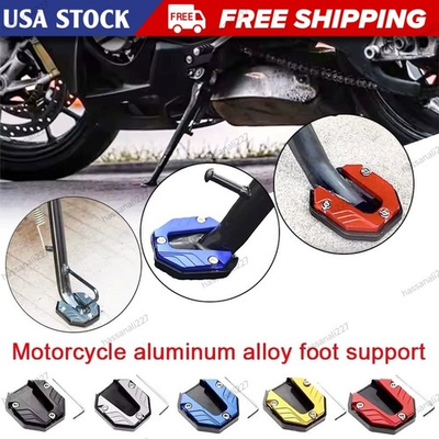 #ad #ad Universal Motorcycle Kickstand Extender Foot Side Stand Extension Support Pad $8.99
