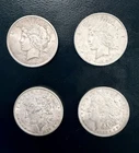 Lot of 2 Peace (1925 1922) & 2 Morgan (1889 1921)) Silver Dollars U.S. Coins #23
