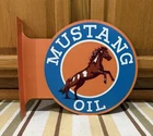 Mustang Oil Flange Sign Horse Gas Garage Double Sided Vintage Style Wall Decor