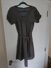 Gap Dress Women S Greenish Gray Sheath Short Belted short Sleeve Rayon
