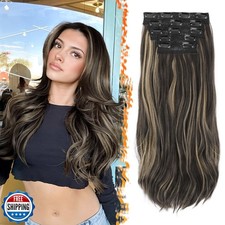 BARSDAR Highlight Hair Extensions Clip ins - 20 Inch Soft Wavy Layered Clip i