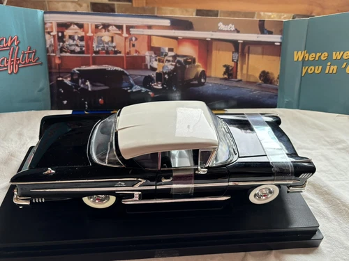 Chev '58 Impala {NEW} American Graffiti Black & White 1:18 Ertl American Muscle - Picture 4 of 12