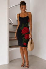 ASOS black ribbed bodycon midi dress size 2