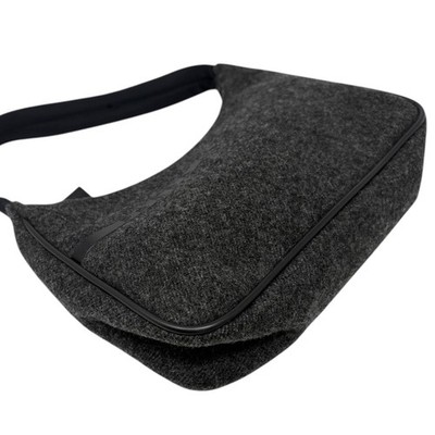 PRADA Sport Vintage Logo Wool Mini Bag Pochette Pouch Gray Black
