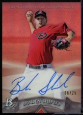 Braden Shipley 2014 Bowman Platinum Prospect Autographs Red Refractors #APBS 