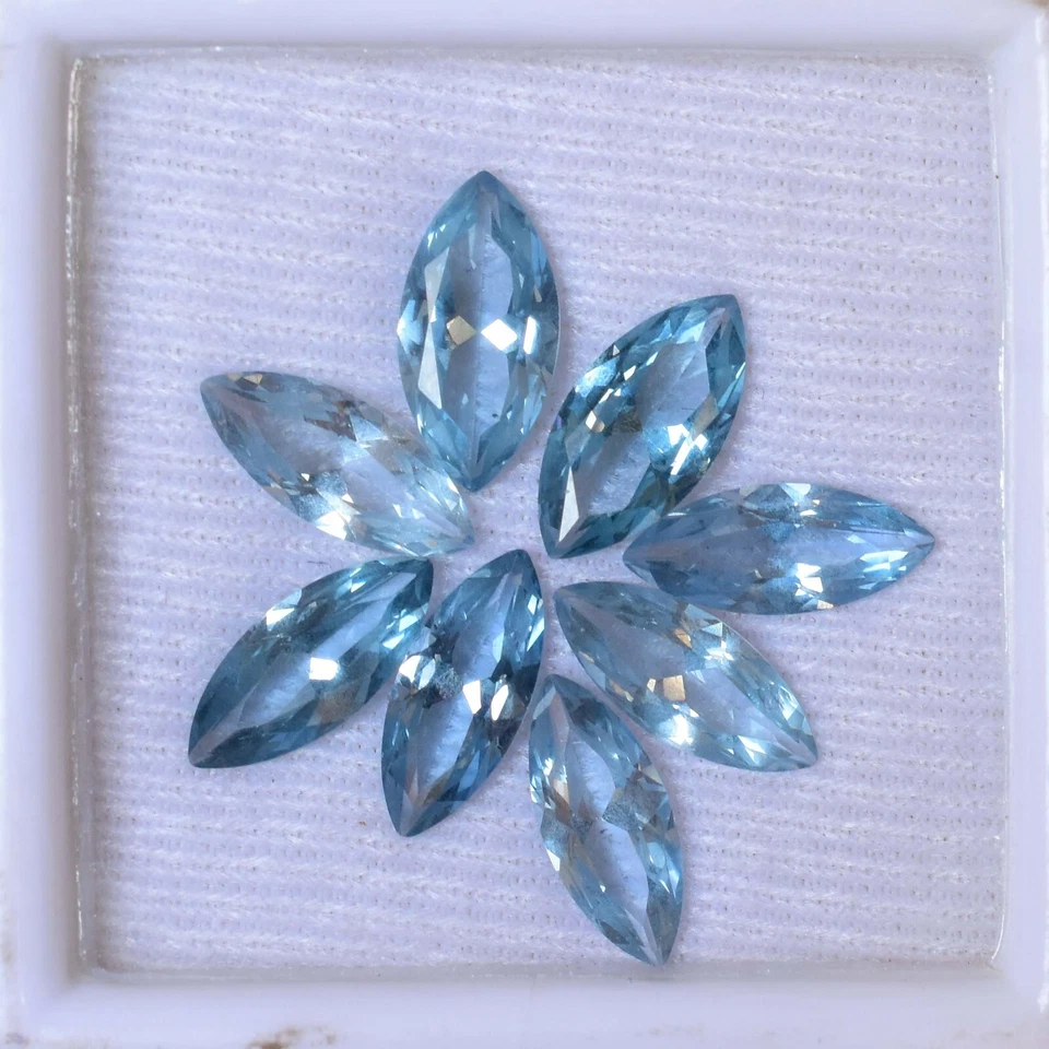 8 piezas de aguamarina azul natural 11 x 4 mm AAA+ piedras preciosas sueltas certificadas marquesa Foto 3 de 4