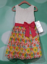 NWT Rare Editions Girls Coral, Lace Bodice Floral Chiffon Dress Size 5 MSRP 55