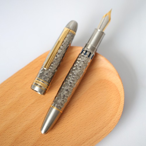 MAJOHN P136 Titanium Alloy Piston Fountain Pen Steel/BOCK 18K Gold E/EF Nib - Picture 18 of 18