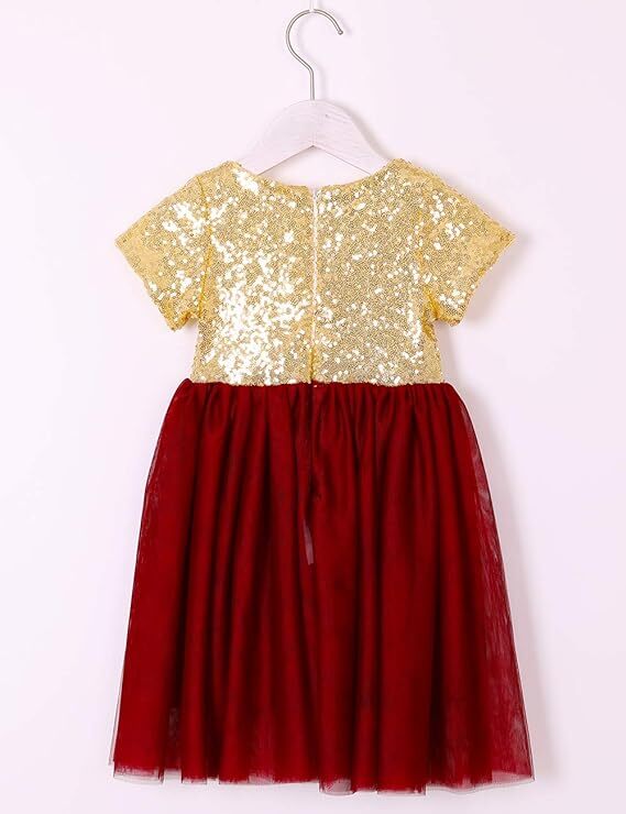 Cilucu Sparkle Sequin Tutu Dress For Girls - Blush Pink Princess Gown For Weddings & Birthdays, Size 7-8 Years