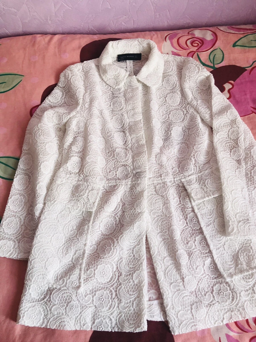 Veste Mi-longue Zara En Coton - Taille S, Couleur Crème, Parfait état