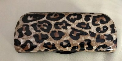 Corinne McCormack Eyeglass Case Hard Clamshell Black + Leopard Print Lacquer