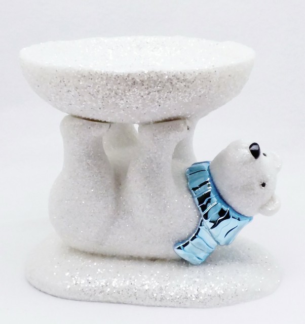 Bath & Body Works WHITE POLAR BEAR PEDESTAL 3Wick Large Candle Holder