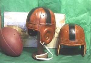 1920-30s Black Cross  Leather Football Helmet 8 strap Full Size
