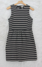 J. Crew Dress Women's M Black Stripe Sleeveless Sheath Pockets Short #1077