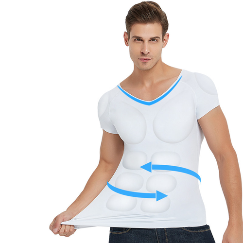Men Invisible ABS Fake Muscle Body Suit 