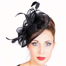 Fascinator Haarreif Kopfschmuck Hochzeit eleganter Hut Haarschmuck SCHWARZ NEU