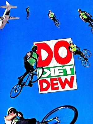 Mountain Dew Vintage 1991 Do The Dew Para Biking Original Ad x 11