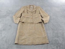 Vintage Jones New York Womens 6 2pc Skirt Suit Set Floral Beige Gold EUC