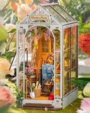 Rolife DIY LED Book Nook Kits Garden House 3D Wooden Puzzle Bookshelf Decor Gift