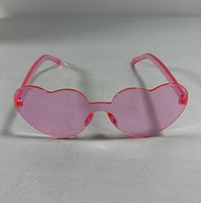 Pink Heart Shaped Fashion Wear Sunglasses Transparent Rimless Fun Party