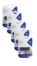 Verbatim 5PK USB 64GB Slider Flash Drive 2.0 Black Memory Stick Pendrive Thumb