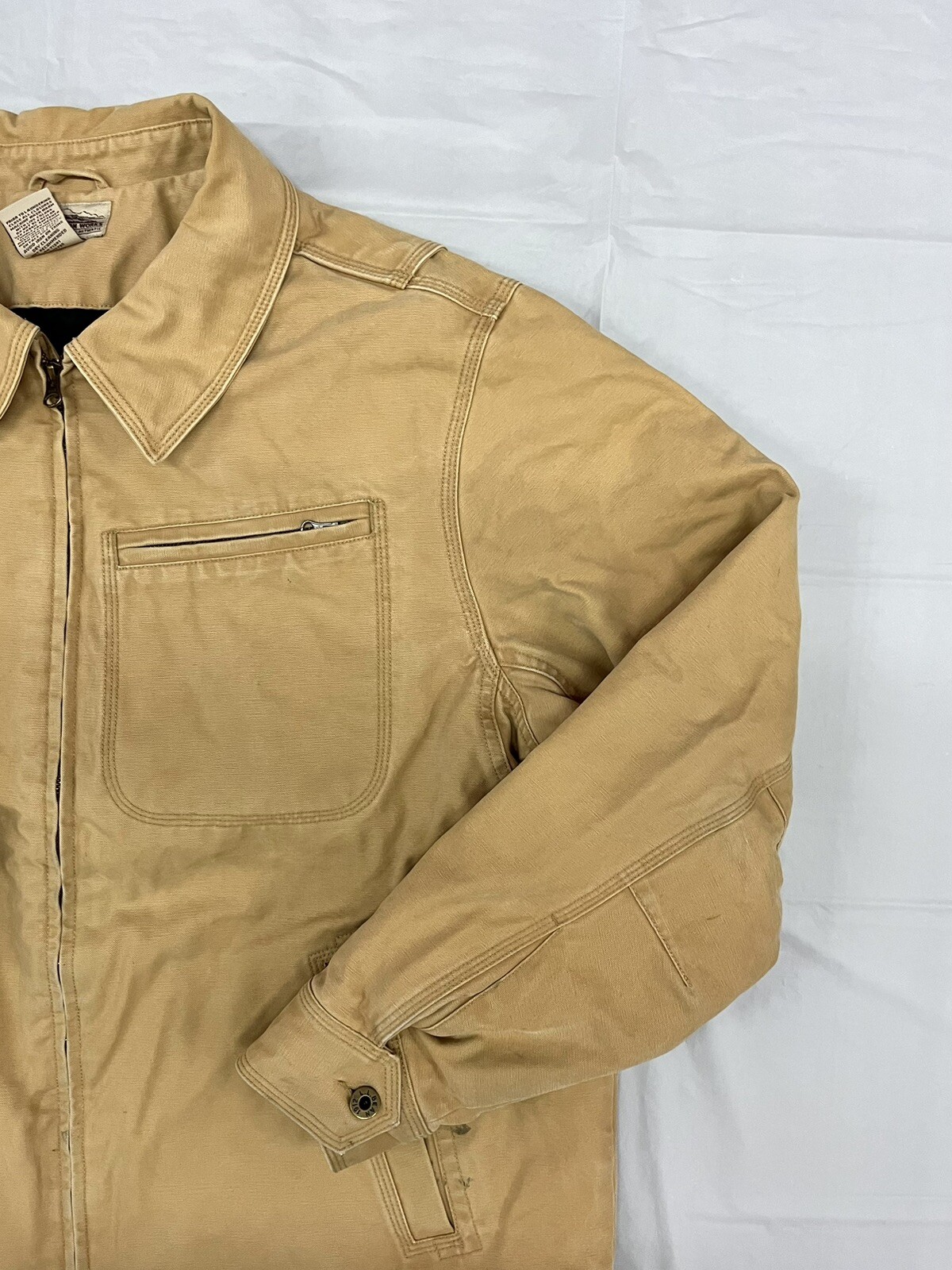 LL Bean Katahdin Iron Works Jacket Extra Large Beige Black Mens Puffer