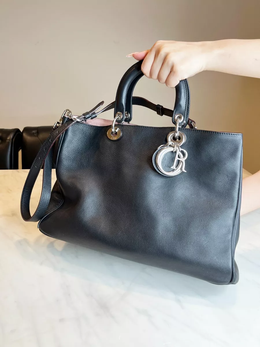 CHRISTIAN DIOR Diorissimo Leather Medium Tote Bag Pink #26 CHRISTIAN DIOR Diorissimo Leather Medium Tote Bag Pink