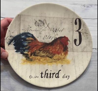 Williams Sonoma 12 Twelve Days of Christmas, Day 3, Three French Hens Plate