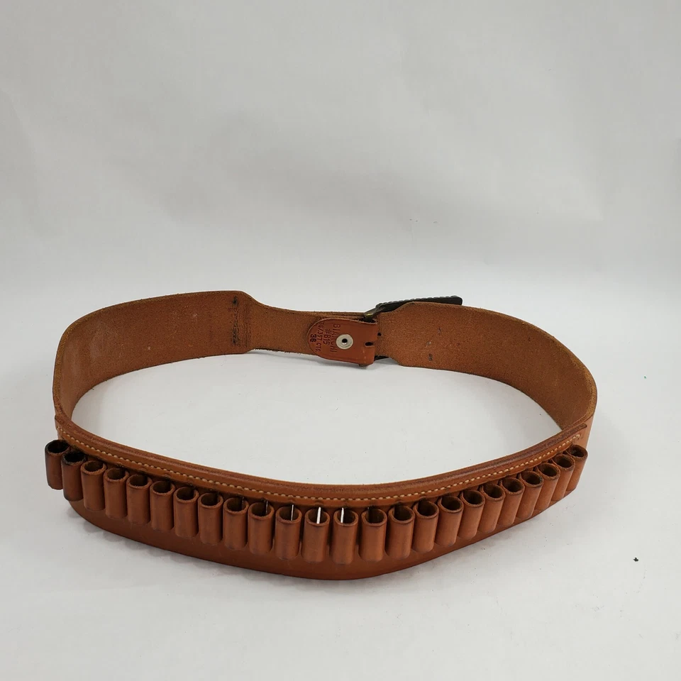 Cinturón Cartucho De Colección Bianchi #B15 .38/.357 Talla 36 Hebilla Águila 24 Lazos Cuero Foto 2 de 4