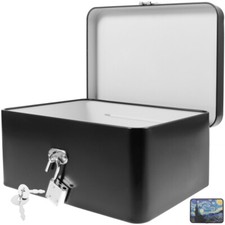  Metal Storage Tin Box with Lock Padlock Tinplate Holder Lockable