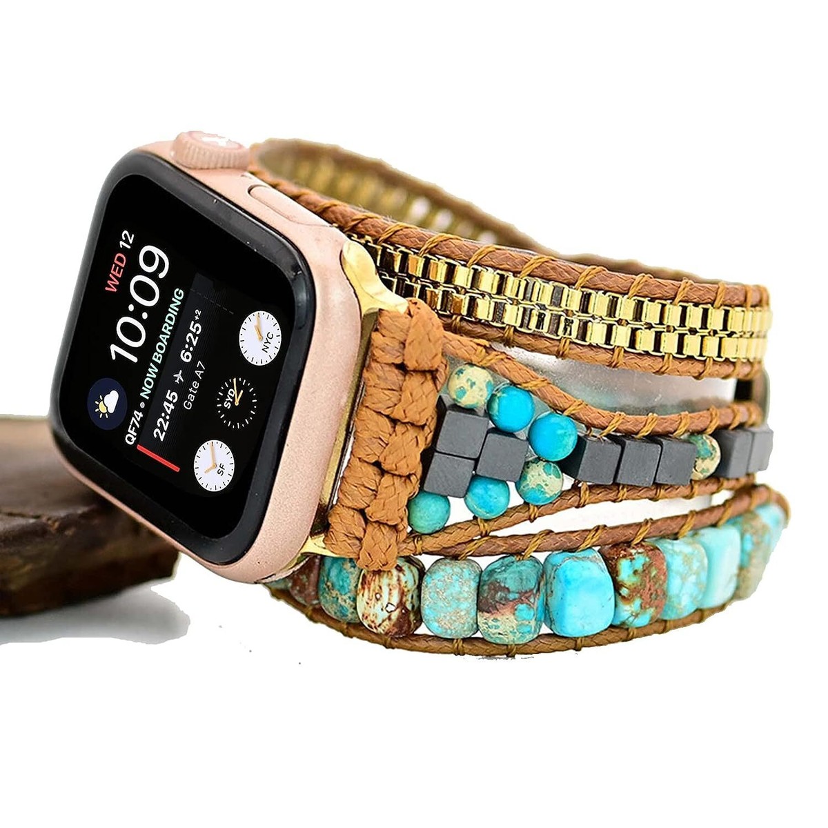 NEW Blue Floral Beaded Boho Apple Watch Band Floral Bands For Apple Watch – Tagged  main image 2