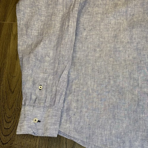Untuckit XL Tall Blue Linen Long Sleeve Wrinkle Resistant Button Front Shirt - Picture 5 of 12