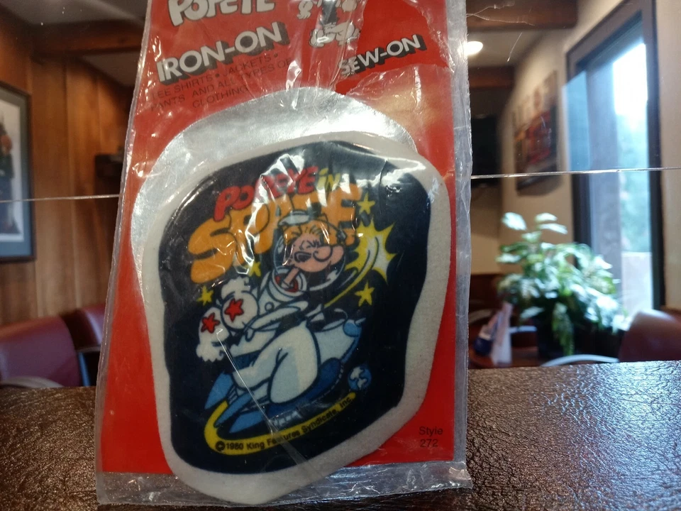 Parche para coser Popeye in Space Pentapco 1980 sin usar, en paquete Foto 2 de 4