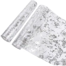 2PCS Silver Metallic Table Runner 11"x108" Silver Mesh Table Runners for Brid...