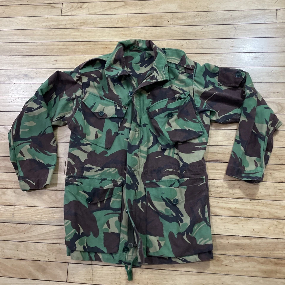 CHAQUETA EJÉRCITO Abrigo Tareas Vintage Hombres L Verde Bosque Camuflaje Cremallera Completa Parka Grande Foto 3 de 4