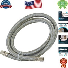 5ft Braided Stainless Steel Ice Maker Connector - Durable  Flexible Water Line