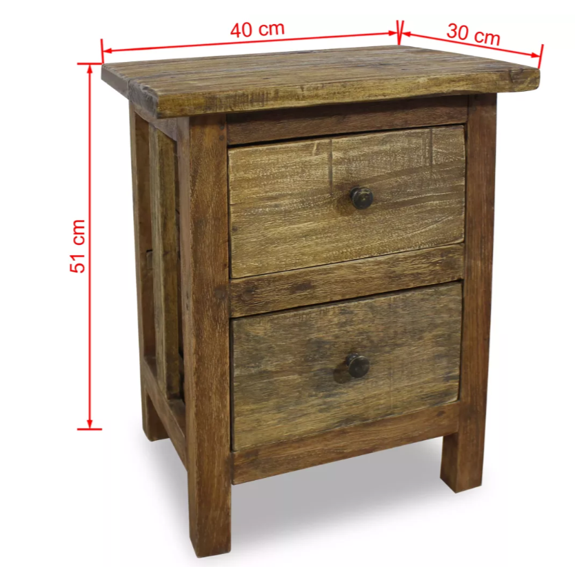 Rustic Side Table Small Wooden Cabinet Vintage Bedside Unit End Room Solid Wood For Sale