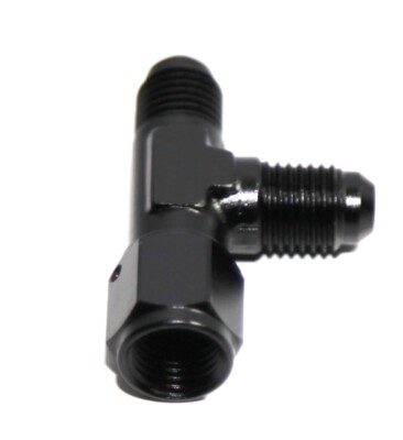 BLACK Flare T Fitting Adapter 3-Way AN4 4-AN Female to 2X AN4 4-AN Male
