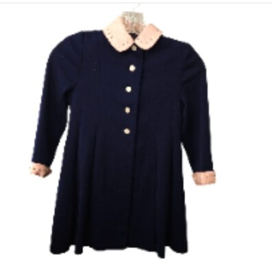 Girls Jacket Pea Coat A Line Size 4T Navy Vintage Peggy N Sue Button Long Sleeve