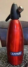Campari Vintage Red Aluminum Soda/Seltzer Siphon New Without Box 1 Liter