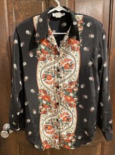 Vintage IMPRESSIONS OF CALIFORNIA Button Front Blouse Size 8 Floral Made In USA