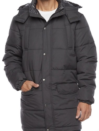 St. Johns Bay Long Length Puffer Jacket heavyweight Mens Size Medium Hooded - Picture 5 of 6