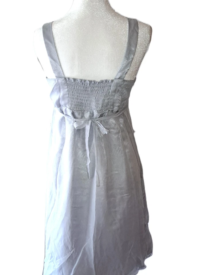 Niñas GEORGE Vestido de Fiesta Plateado Lentejuelas 16 Volantes Verticales Baile de graduación Formal Gris Tul Foto 4 de 4