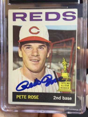 CGC JSA 3.5 1964 Topps Pete Rose Auto #125 Vintage Auto Grade Mint 9 Reds - Picture 2 of 4