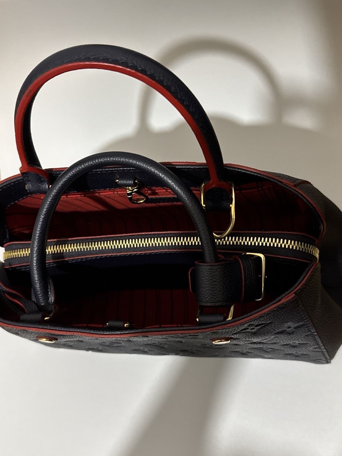 Louis Vuitton Montaigne Crossbody BB Navy Leather Monogram Empreinte image 3