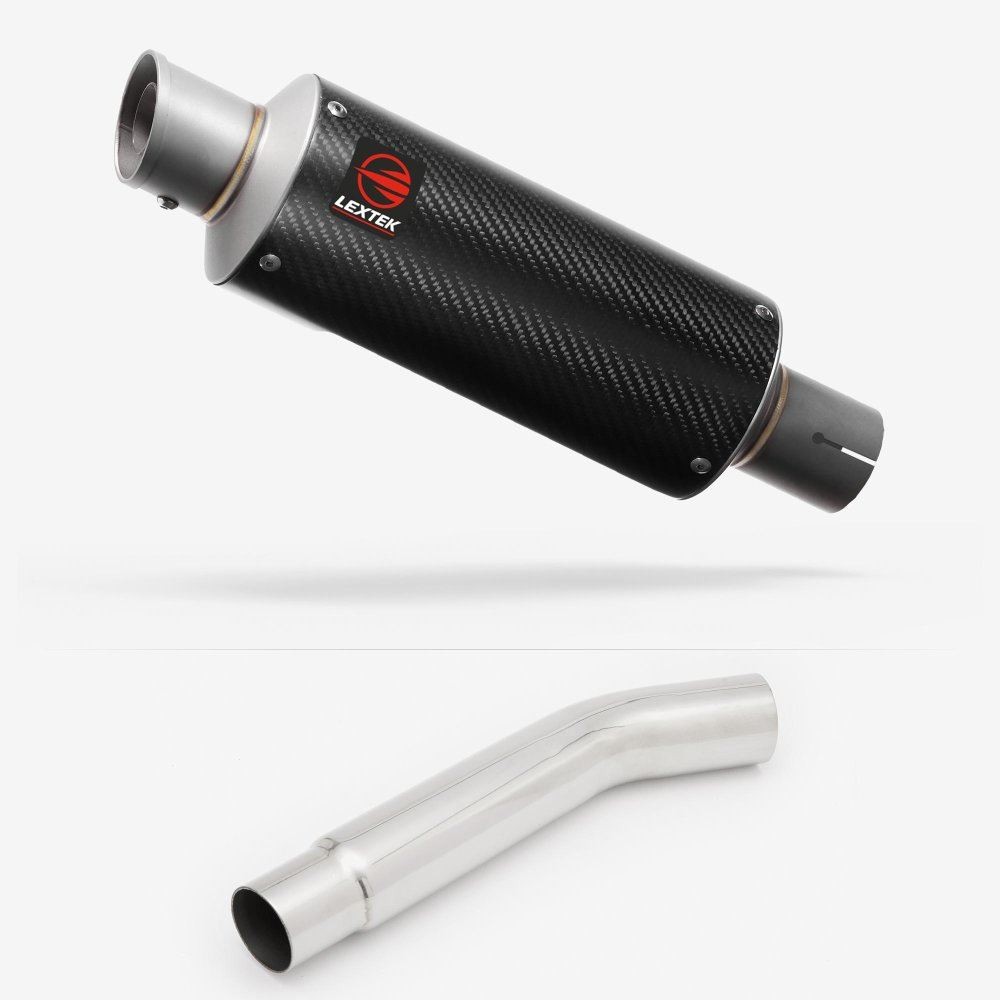 Lextek Stainless Steel GP8C Carbon Fibre Exhaust 240mm with Link Pipe