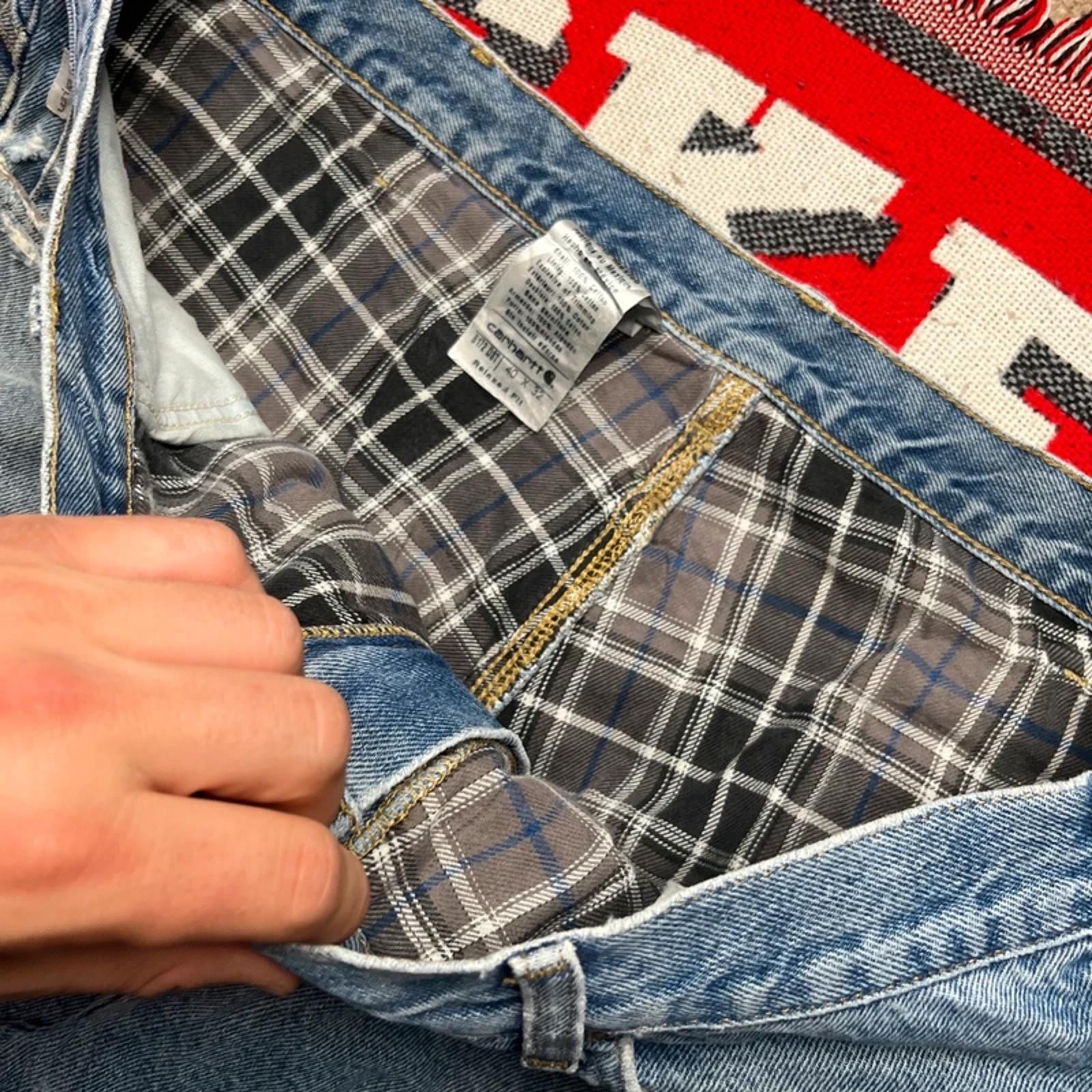 Vintage Carhartt Blanket Lined Straight Leg Denim Jeans | 40W 32L image 2